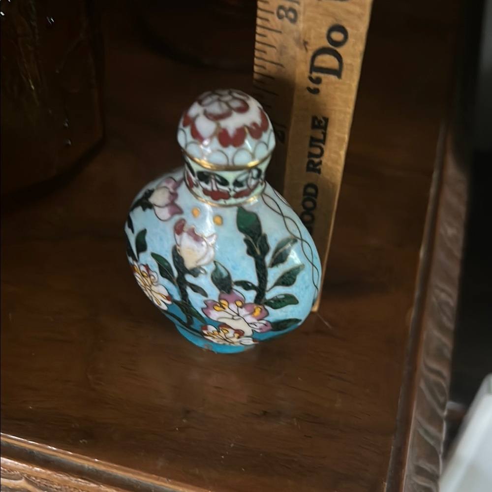 Vintage Cloisonné Floral Snuff Bottle - Picture 5 of 5